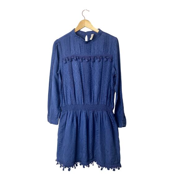Sea New York Women's Boho Dress Size 8 Silk Blend Crochet Pom Pom Detail - Picture 1 of 16